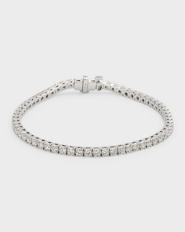 18K White Gold Round Diamond Bracelet, 7"L